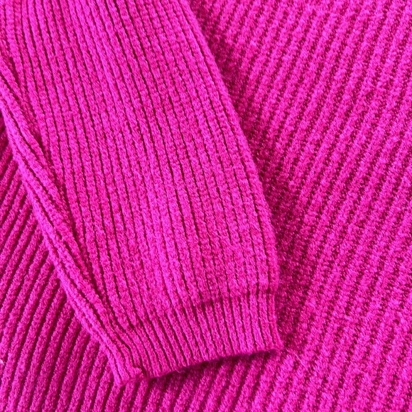 Tahari Electric Pink Ribbed Crew Neck Sweater Size XL Viscose Polyester Nylon - Picture 12 of 12